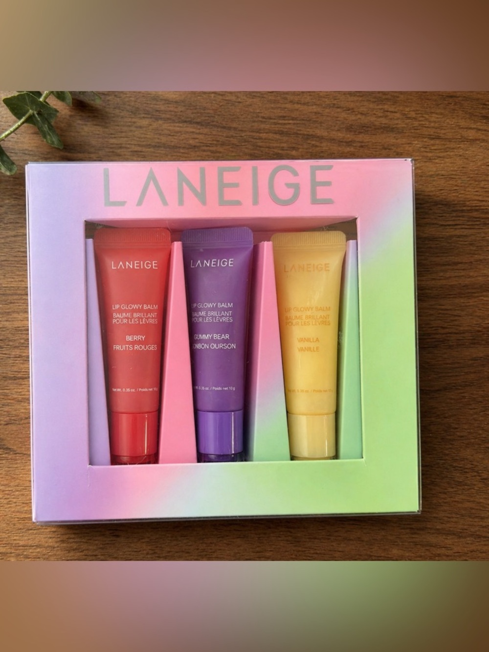 LANEIGE Lip Glowy Balm Trio Set - Red, Purple, Yellow